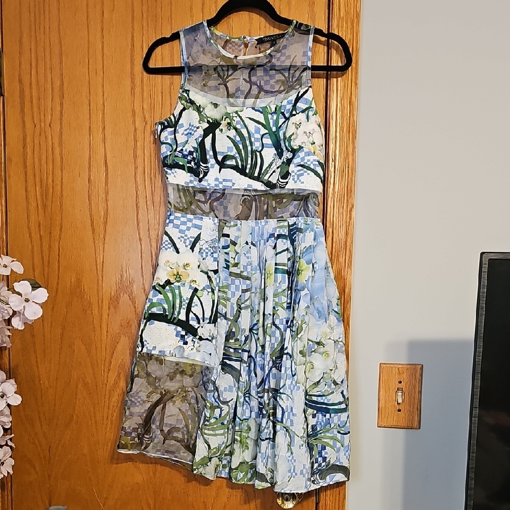Anthropologie Floral Midi Dress in Blue, Green, White